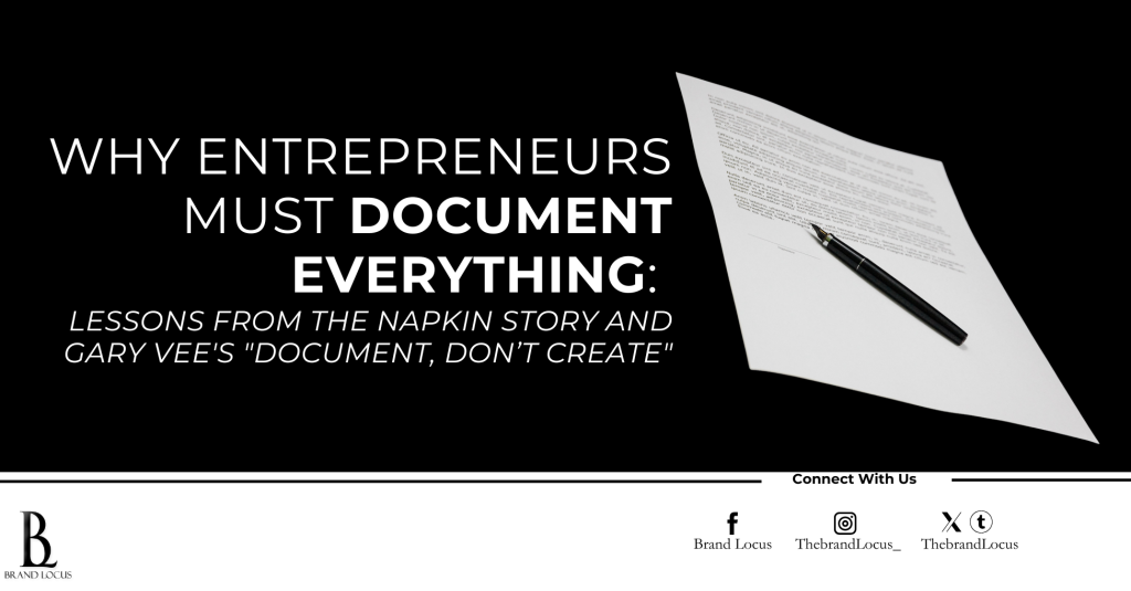 In the fast-paced world of entrepreneurship, documentation is your superpower. From capturing fleeting ideas to organizing business operations and tracking progress, meticulous record-keeping can transform your journey. Inspired by the famous napkin story and Gary Vee's 'Document, Don’t Create' philosophy, this post dives into why every entrepreneur should prioritize documentation and how it can pave the way for success.